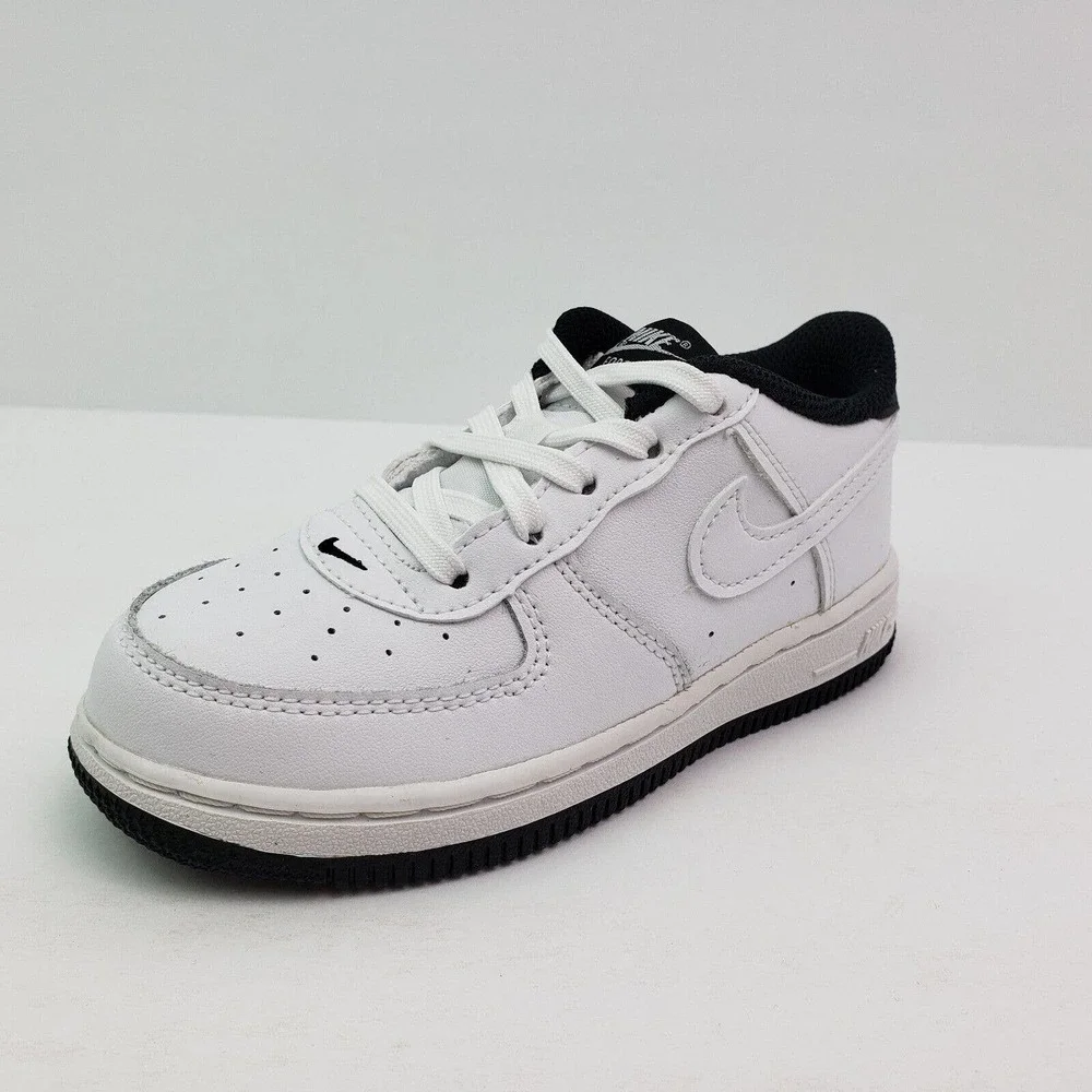 Nike Air Force 1 AF1 ESS Toddler Boys Size 8c White Black Low Sneaker Shoes
